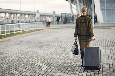 lady walking at the airport